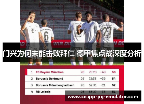 门兴为何未能击败拜仁 德甲焦点战深度分析 门兴为何未能击败拜仁 德甲焦点战深度分析