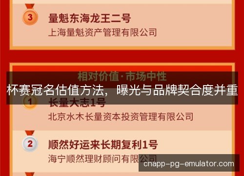 杯赛冠名估值方法，曝光与品牌契合度并重